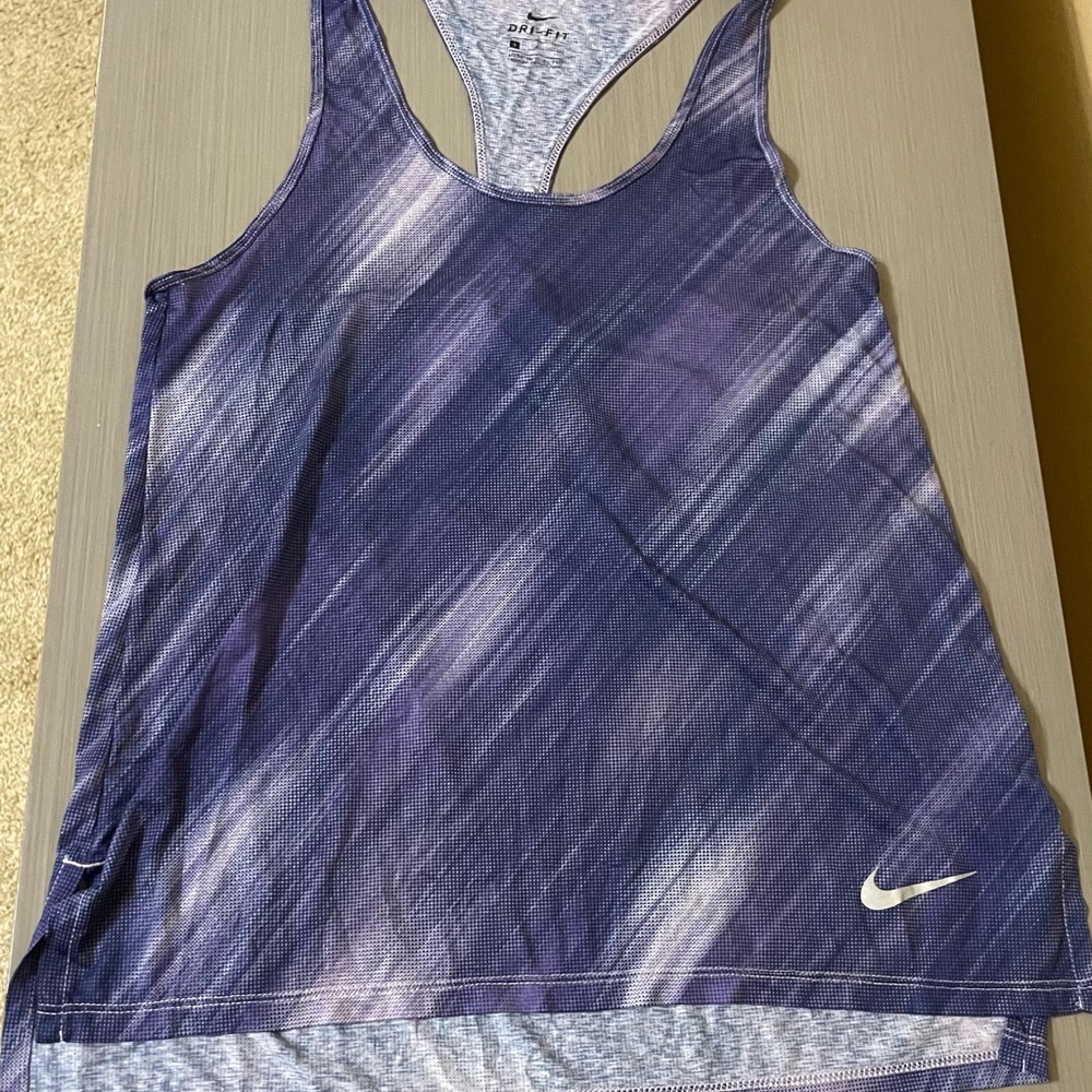 Nike Women's Blue and White Tank Top